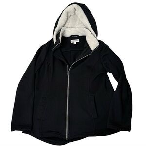 Merona Women’s  Black Sherpa Lined Hooded Winter‎ Jacket Size M
